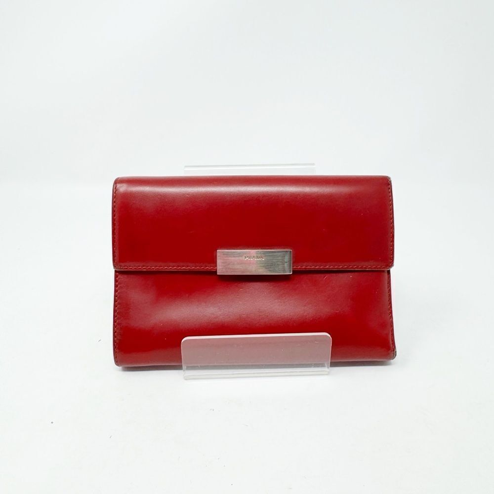 PRADA | AUTHENTIC Red Wallet Silver Hardware with Box Included - Picture 3 of 12